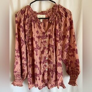 Cleobella Pink floral cotton blouse